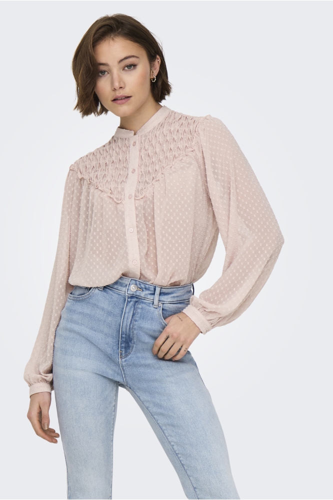 ONLCHADIA LIFE LS DOBBY TOP CC WVN 15339739 ROSE SMOKE/SILVER LUR